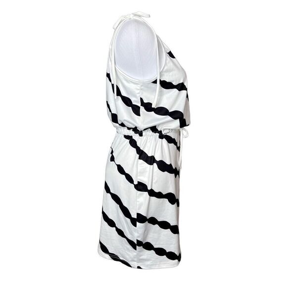 Emery Rose Sleeveless White Black Striped Tie a Shoulders Jersey Dress Small NWT - Picture 3 of 10